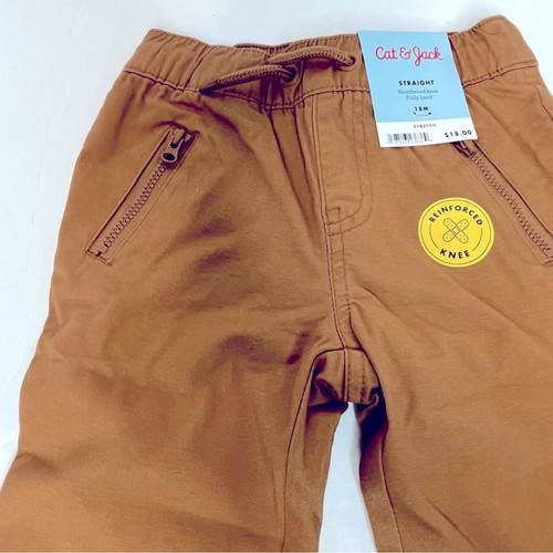 Cat & Jack Baby Toddler Boy Khaki Fleece Lined Pull-on Drawstring Pants 18M New! - Picture 4 of 7