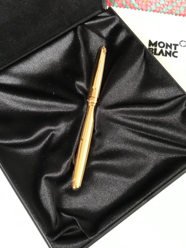 Montblanc Meisterstuck Classic Solitaire Vermeil 144 Pinstripe FP 18K M Nib-Mint - 第 1/11 張圖片