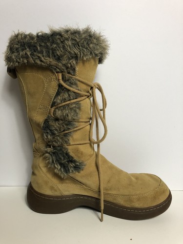 LL BEAN Boot~ Brown Suede~ Women’s Size 7.5M~Faux Fur Lining~ Lace Up~ Knee High - Picture 5 of 8