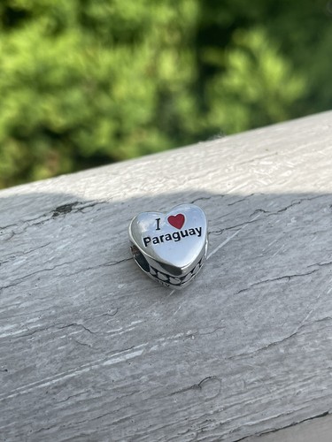 Rare Pandora Paraguay 🇵🇾 Country Flag Heart Charm Exclusive - Picture 5 of 5