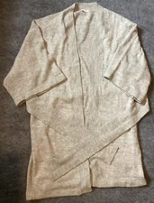 Grade & Gather Sweater Womens Medium Gray Cardigan Open Belted Wide Short Sleeve