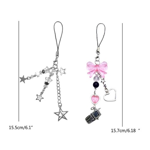 2pcs Star Phone Bowknot Hanging Pendant Y2K Phone Chain Strap Keychain Accessory - Zdjęcie 8 z 8