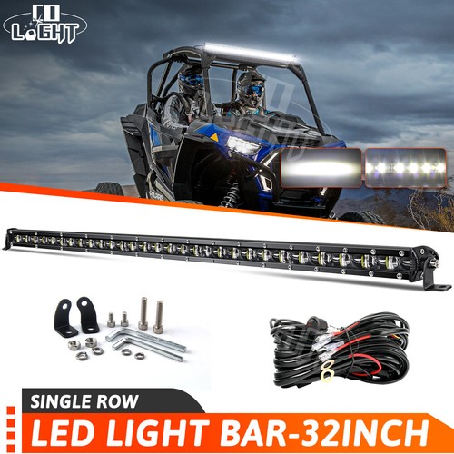 Roof 32" Slim LED Light Bar Spot Flood Wire Kit For Polaris RZR XP 1000 900 800 - Picture 1 of 12