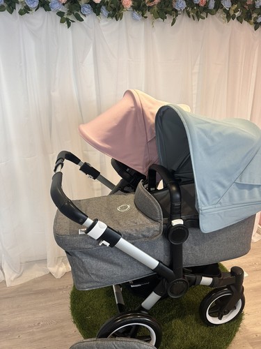 Bugaboo donkey 3 Duo-silver Frame Grey Melange Pink&Vapour- REFURBISHED - Picture 2 of 8