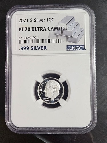2021 (S) SILVER DIME 10c NGC PF70 ULTRA CAMEO SILVER COIN - Picture 1 of 3