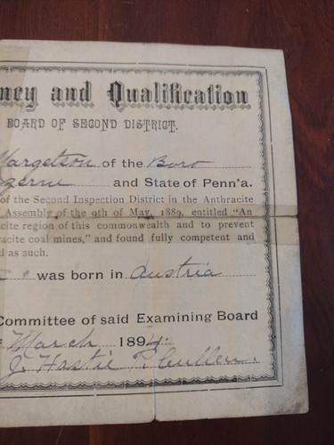 1894 Anthracite Coal Miner Competency Qualification Certificate Exeter PA - Picture 5 of 7