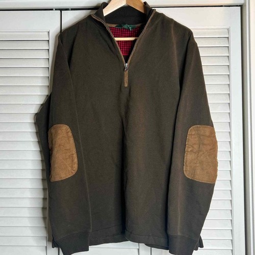 WOOLRICH Men’s Half-Zip Sweater Fleece Lined Pullover Brown Sz M Brown Pullover - Bild 11 von 11