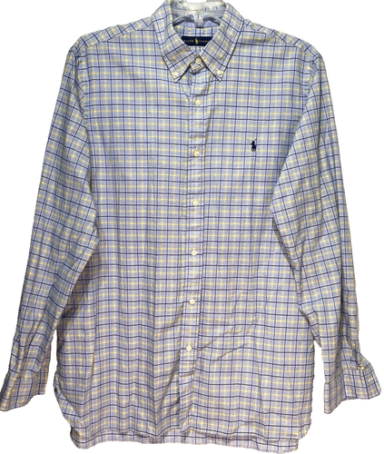 Ralph Lauren Shirt Mens 2XL XXL Blue Pony Classic Fit Button Down Plaid - Picture 1 of 14