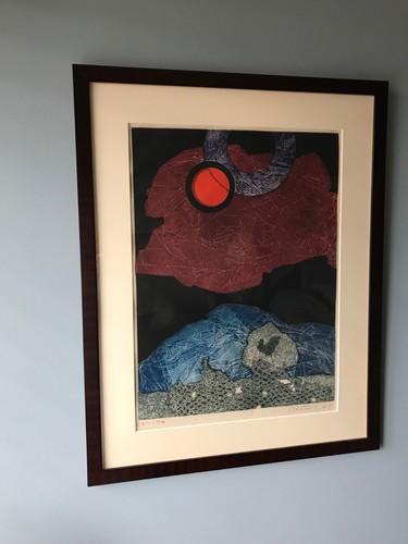 Peterdi, Gabor--"Red and Blue Eclipse" 1968 Color Intaglio Etching - Picture 4 of 9
