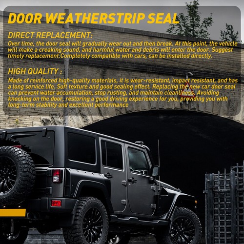 For 2007-2018 Jeep Wrangler Front JK Door Weatherstrip Seal LH RH Set of 2 US - Picture 7 of 15