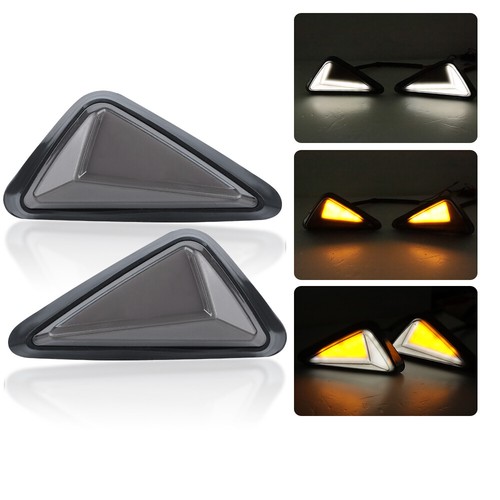 2x Señal de giro universal DRL DRL montaje al ras de motocicleta ámbar blanco - Imagen 11 de 12