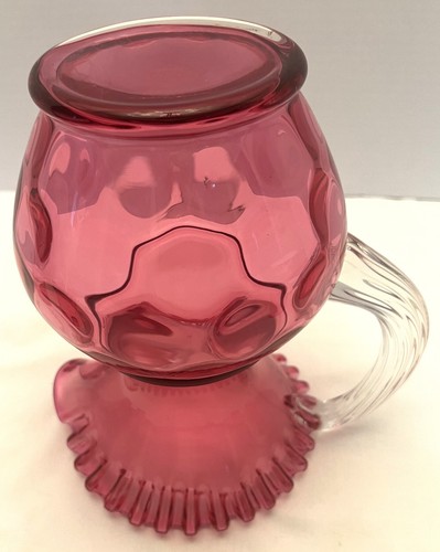 Vintage Fenton Cranberry Coin dot Pitcher Set with 4 Tumbler's / glasses ~minty - Picture 8 of 11