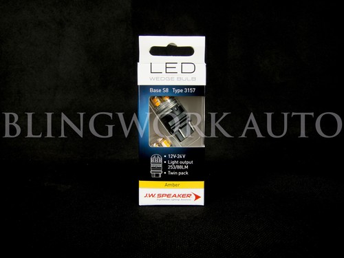 (PAIR) JW Speaker LED PY27/7W 3157 BRIGHT AMBER Bulbs for Indicator Turn Signal - Picture 7 of 8