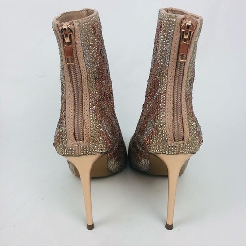 Neu mit Etikett Steve Madden Viala Kristallverzierung spitz zulaufend Stiefeletten Booties pink - Bild 5 von 8