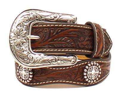 Ariat Western Girls Belt Kids Embossed Horsehead Concho Tan A1304608 Size 20