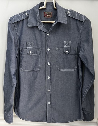 Vintage Red Men’s Blue Long Sleeve Casual Shirt 100% Cotton Size S - Picture 1 of 12