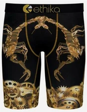 Ethika Staple TECHNO Scorpion Gears Gold Black Long Boxer Briefs Men's NWT