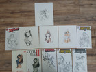 X-Men Psylocke Comic Art Original Drawing + 10 Sketch Cover Prints By Campbell