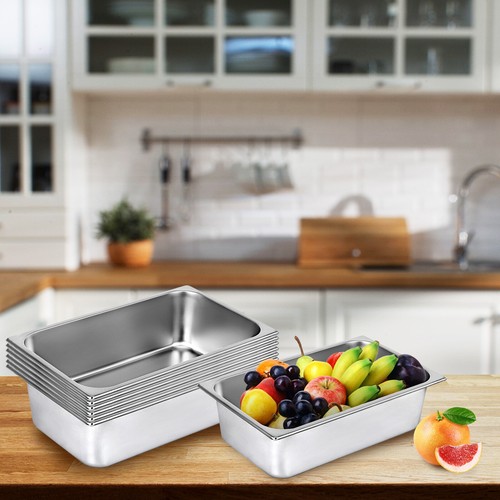 6 Pack 6" Deep Stainless Steel Steam Table Pans Hotel Food Prep Pan Full Size - Picture 8 of 12