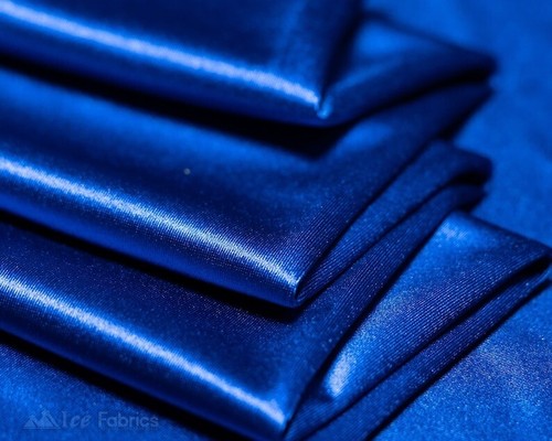 Royal Blue 4 Way Stretch Silky Satin Fabric By Yard Thick Satin - Picture 7 of 9