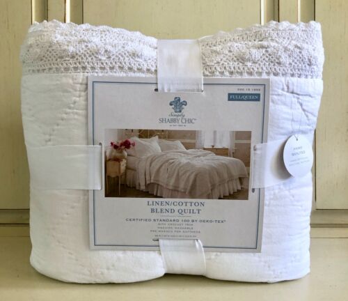 Rachel Ashwell Simply Shabby Chic Crochet Lace PINK Linen Quilt Set FULL/QUEEN - Picture 4 of 10