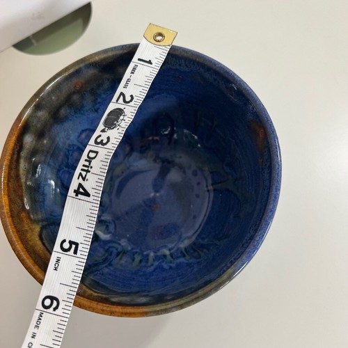 Vintage studio Handcrafted Blue and Brown Ceramic Bowl - Picture 9 of 12