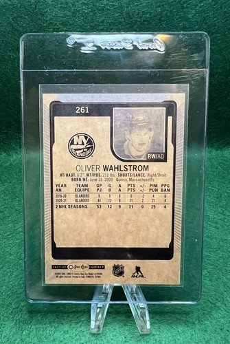 2021-22 Upper Deck O-Pee-Chee [Base] Oliver Wahlstrom #261 New York Islanders - Afbeelding 2 van 2