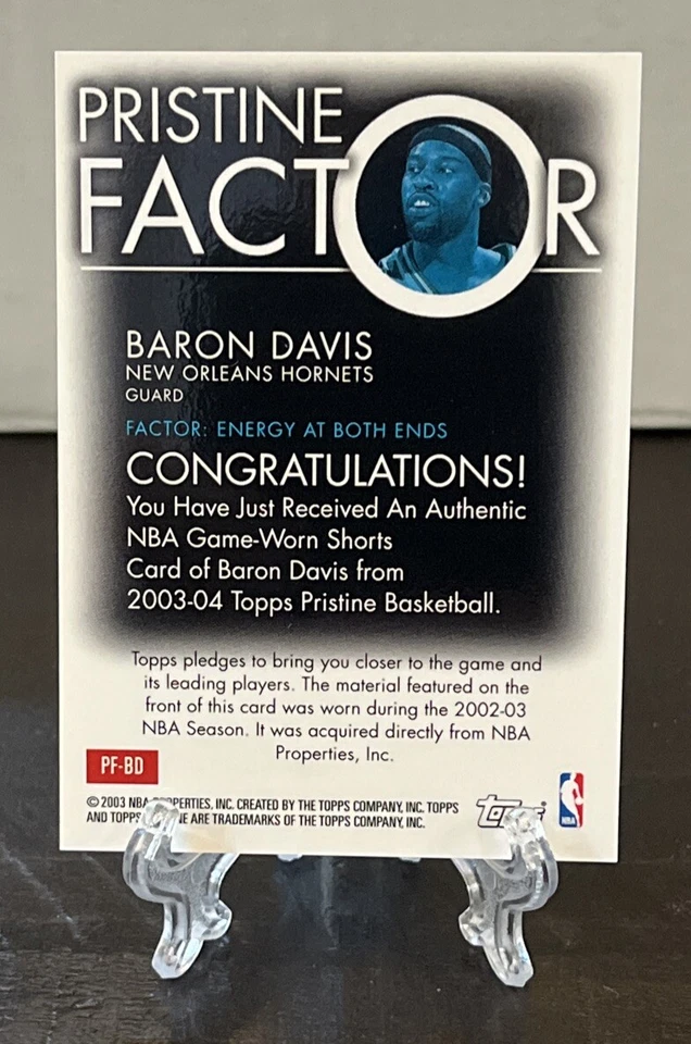 2003-04 Topps Pristine Factor Game-used Jersey Baron Davis #PF-BD Hornets - Image 2 of 2
