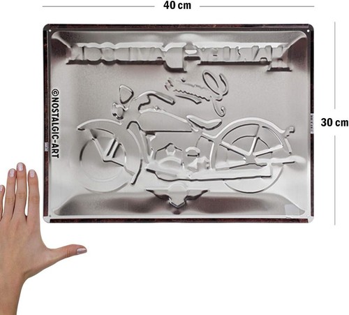 Vintage Style Retro Heavy Embossed Metal Plaque/Tin Sign Harley Genuine - Picture 2 of 3
