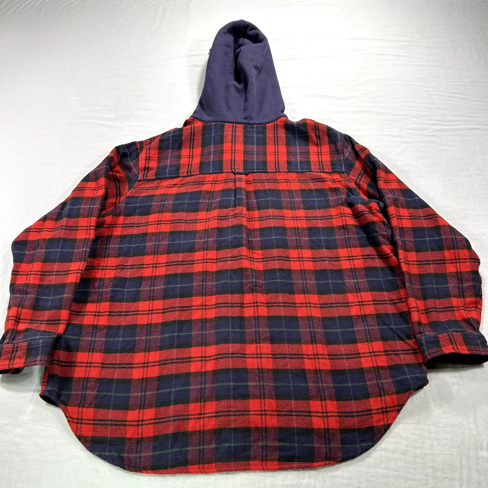 Рубашка женская American Eagle XL красная клетчатая фланелевая толстовка с капюшоном большого размера на пуговицах - Изображение 2 из 4