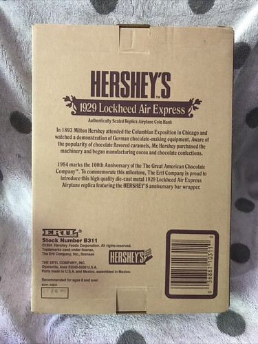 NEW - ERTL Hershey's 1929 Lockheed Air Express Airplane Die Cast Metal Coin Bank - Picture 4 of 7