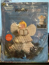 VINTAGE 1982 PARAGON NEEDLEPOINT 8" ANGEL TREE TOPPER PLASTIC CANVAS KIT 6717