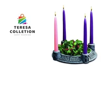 Abbey & CA Gift Celtic Knot Resin Advent Wreath W/Boxed Candle Set, 8", Multi