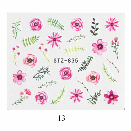 Nail Art Stickers Summer Flower Leaf Water Transfer Decals DIY Manicure Decor ↻ - Picture 25 of 34