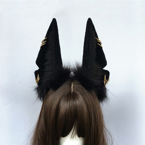 Anubis Wolf Cat Dog Ears Black Hairhoop Headwear For Cosplay Costume Accessories - Picture 8 of 9