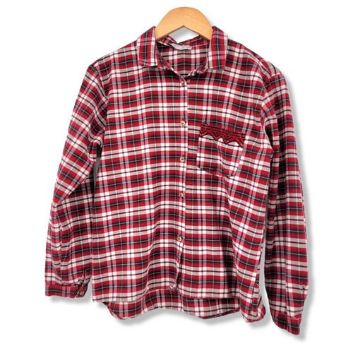Zara Girls Plaid Flannel Embroidered Button Down Shirt Size 13/14