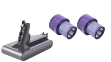 Battery + Filter 2Pk for Dyson 969082-01 V10 SV12 Animal Absolute Total Clean