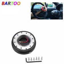 6 Hole Steering Wheel Quick Release Hub Racing Adapter Snap Off Bolt Black
