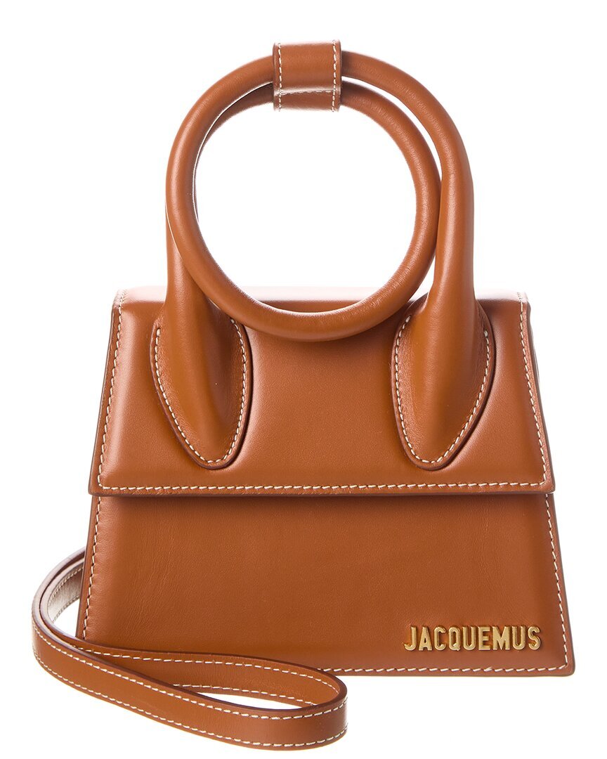 Женская кожаная сумка через плечо Jacquemus Le Chiquito Noeud коричневого цвета
