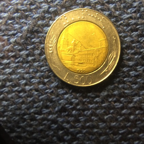 1991 REPUBLICA ITALIANA L.500 LIRE ITALY BI-METALLIC COIN - Picture 3 of 4