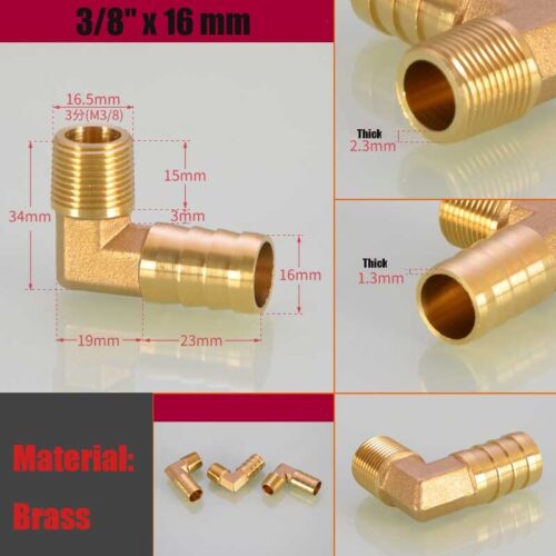 Raccordo a gomito maschio 90° ottone BSP -Connettore tubo da 1/8" a 3/4" per carburante/aria/acqua - Foto 19 di 28