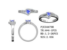 Sterling Silver Semi Mount Ring Setting Trillion TR 4x4mm Bypass Shank