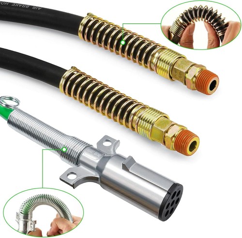 12Ft 3-in-1 ABS Air Hose & Wrap Kit w/7-Way Cable for Semi Truck Trailer Tractor - Picture 6 of 8