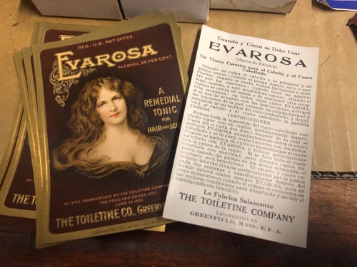 c1910 Vintage Werbeetiketten Toiletine Co. Greenfield MA - Evarosa - Miners - Bild 6 von 7