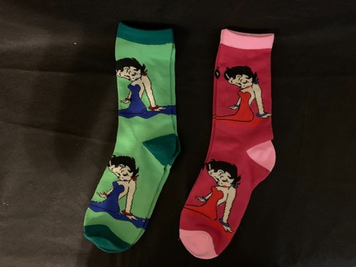 NEW 2 PAIR Betty Boop Crew Socks Adult Size Free Shipping