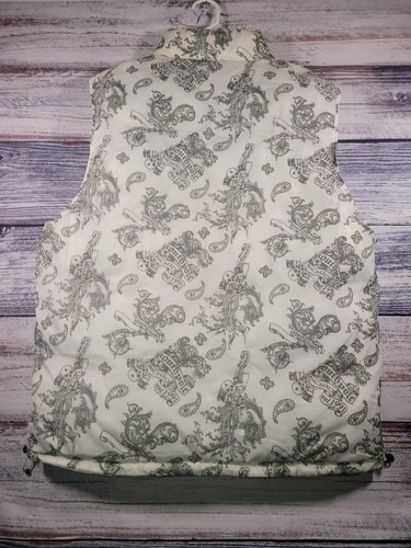 Vintage South Pole Reversible Puffer Vest Skull Paisley White Punk Grunge Y2K XL - Picture 2 of 10