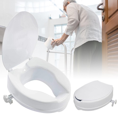 2/4/6" Inch Raised Toilet Seat Raiser With Lid Universal Elevated Disability Aid - Picture 6 of 17