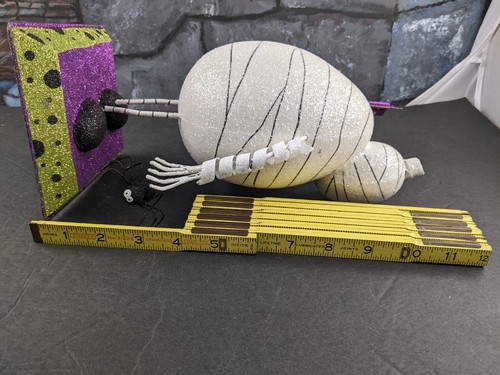 Pier 1 Mummy Pet Spider Metal Glitter large Halloween Table Decor Vintage 11in - Picture 12 of 14