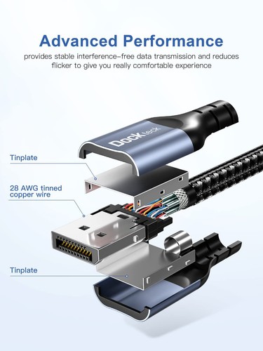 8K DisplayPort Cable 1.4 10FT DP to DP UHD 32.4Gbps Gaming Monitor PC Laptop - Picture 2 of 7