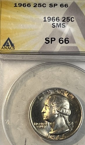 1966 Washington Quarter 25 Cents ANACS Certified Specimen SP 66 SMS Beautiful - Picture 6 of 10